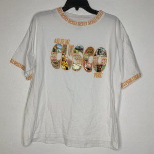 Vandine Cusco Women Peru White Graphic T-Shirt Short Sleeve Size Large